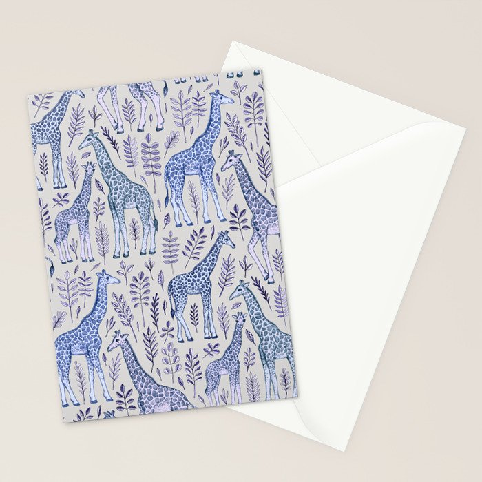 Blue Giraffe Pattern Stationery Card Gallery Image 2