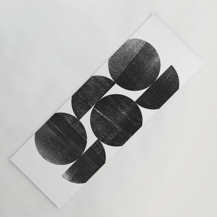 Black and White Mid Century Modern Op Art Yoga Mat Gallery Image 1
