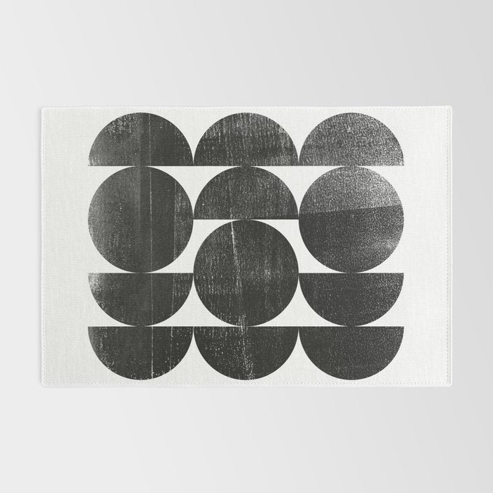 Black and White Mid Century Modern Op Art Rug Gallery Image 2