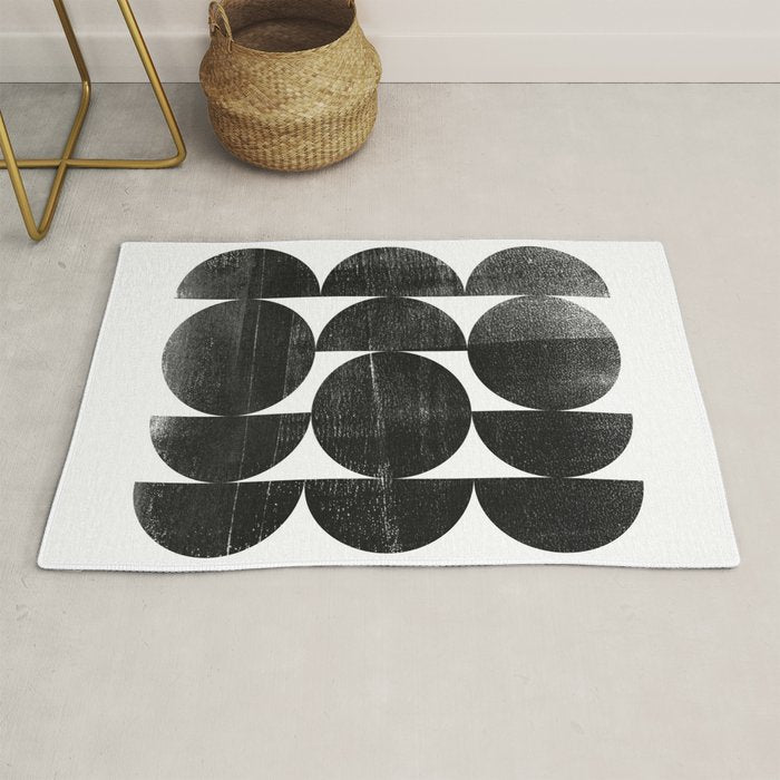 Black and White Mid Century Modern Op Art Rug Gallery Image 1