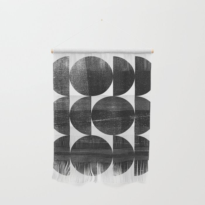 Black and White Mid Century Modern Op Art Wall Hanging Gallery Image 1