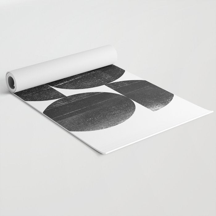 Black and White Mid Century Modern Op Art Yoga Mat Gallery Image 2