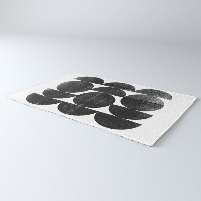 Black and White Mid Century Modern Op Art Rug Gallery Image 3
