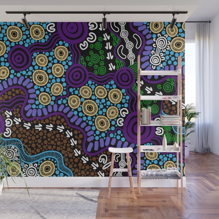 Authentic Aboriginal Art - Untitled Wall Mural Gallery Image 1