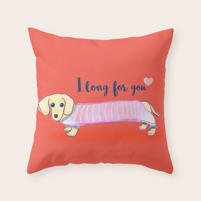 Valentine's Day dachshund dog Throw Pillow Gallery Image 6