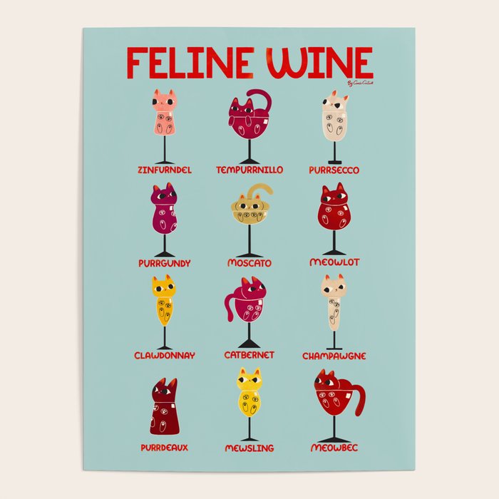 Feline Wine - Cats in Wine Glasses Poster Gallery Image 4