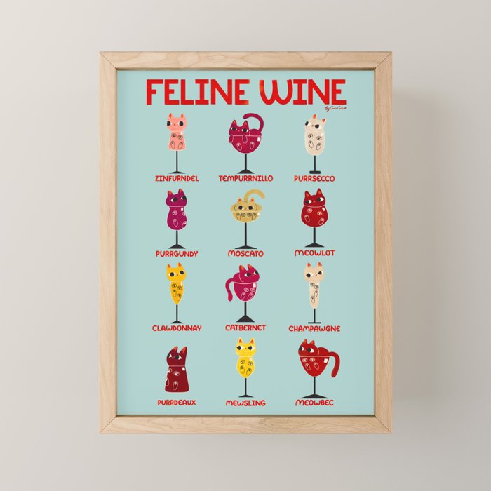 Feline Wine - Cats in Wine Glasses Mini Art Print Gallery Image 1