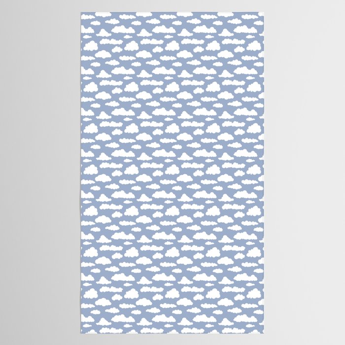 Sunny Summer Sky: White Cartoon Clouds in a Blue Sky Pattern Tablecloth Gallery Image 2