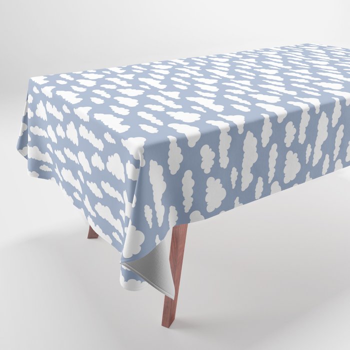 Sunny Summer Sky: White Cartoon Clouds in a Blue Sky Pattern Tablecloth Gallery Image 1