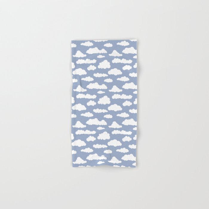 Sunny Summer Sky: White Cartoon Clouds in a Blue Sky Pattern Bath Towel Gallery Image 1