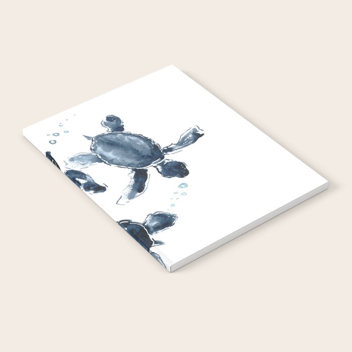 Turtle Swimming Sea Turtles indigo blue turtle art Notebook Gallery Image 1