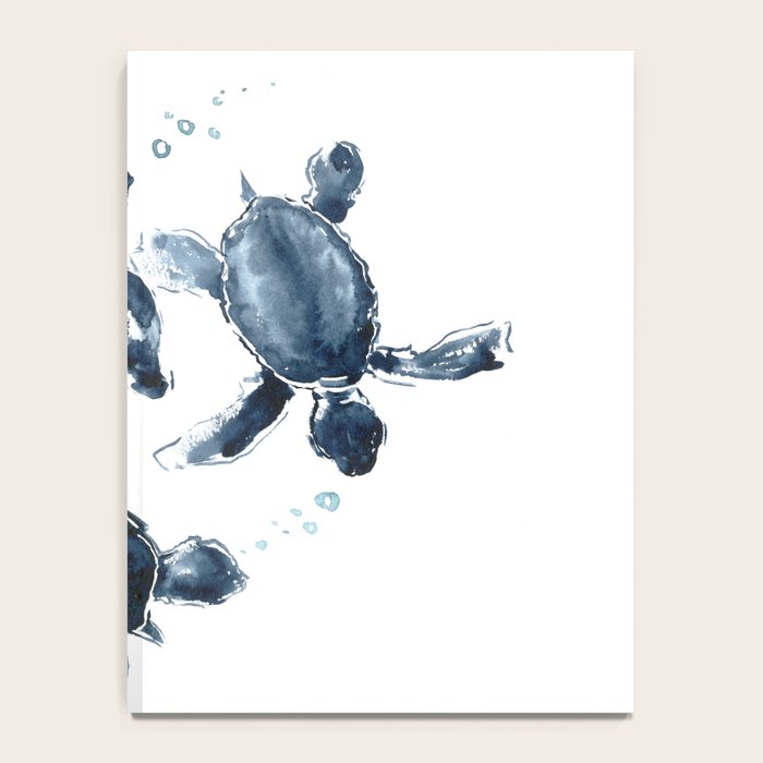 Turtle Swimming Sea Turtles indigo blue turtle art Notebook Gallery Image 4