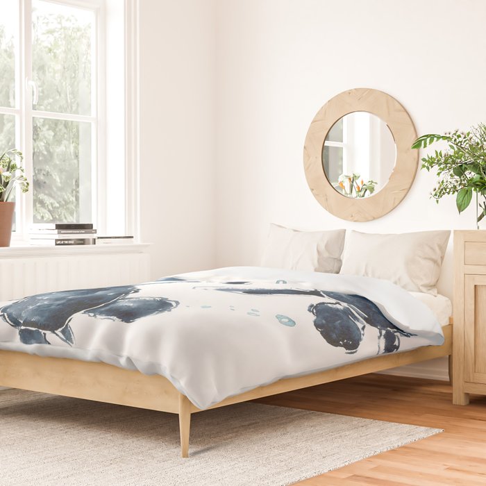 Turtle Swimming Sea Turtles indigo blue turtle art Duvet Cover Gallery Image 2