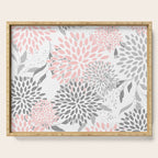 Festive, Floral Prints, Leaves and Blooms, Pink, Gray and White Serving Tray Gallery Image 1