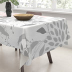 Festive, Floral Prints, Leaves and Blooms, Pink, Gray and White Tablecloth Gallery Image 3