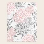 Festive, Floral Prints, Leaves and Blooms, Pink, Gray and White Poster Gallery Image 4