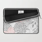 Festive, Floral Prints, Leaves and Blooms, Pink, Gray and White Laptop Sleeve Gallery Image 2