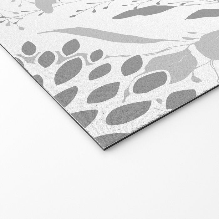 Festive, Floral Prints, Leaves and Blooms, Pink, Gray and White Welcome Mat Gallery Image 2