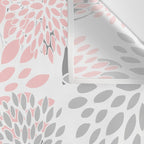 Festive, Floral Prints, Leaves and Blooms, Pink, Gray and White Wall Tapestry Gallery Image 3