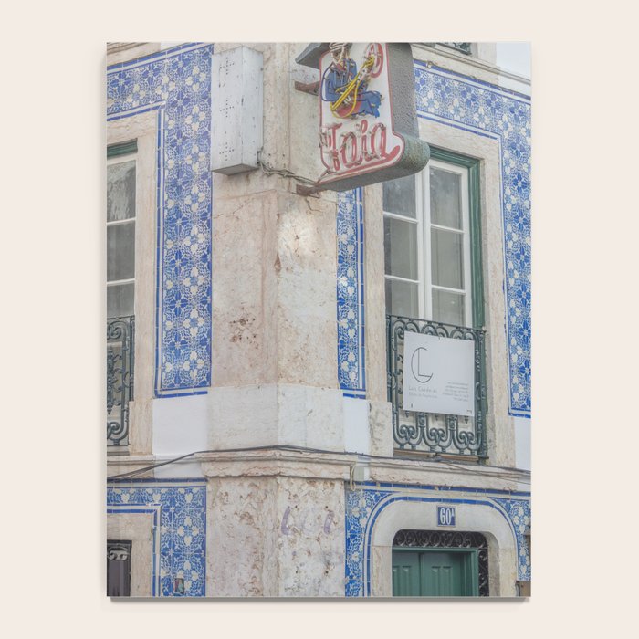 Blue azulejos on a corner building in Alfama, Lisbon, Portugal - street and travel photography Notebook Gallery Image 4