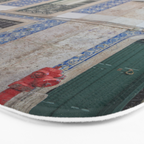 Blue azulejos on a corner building in Alfama, Lisbon, Portugal - street and travel photography Bath Mat Gallery Image 3