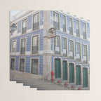 Blue azulejos on a corner building in Alfama, Lisbon, Portugal - street and travel photography Wrapping Paper Gallery Image 3