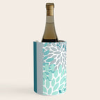 Festive, Floral, Color Block, Teal, Turquoise, Gray Wine Chiller Gallery Image 1