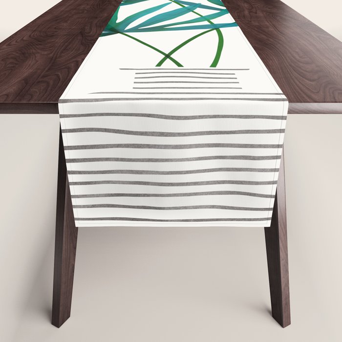 Fan Palm Bouquet Still Life Table Runner Gallery Image 1
