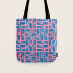 Mid Century Modern Piquet Abstract Multi Pattern in Colorful Pink and Blue Tote Bag Gallery Image 1