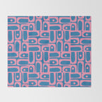 Mid Century Modern Piquet Abstract Multi Pattern in Colorful Pink and Blue Throw Blanket Gallery Image 2