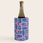 Mid Century Modern Piquet Abstract Multi Pattern in Colorful Pink and Blue Wine Chiller Gallery Image 2
