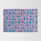 Mid Century Modern Piquet Abstract Multi Pattern in Colorful Pink and Blue Rug Gallery Image 2