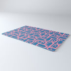 Mid Century Modern Piquet Abstract Multi Pattern in Colorful Pink and Blue Rug Gallery Image 3