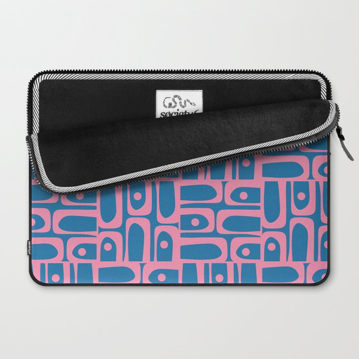 Mid Century Modern Piquet Abstract Multi Pattern in Colorful Pink and Blue Laptop Sleeve Gallery Image 2