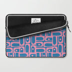 Mid Century Modern Piquet Abstract Multi Pattern in Colorful Pink and Blue Laptop Sleeve Gallery Image 2