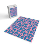 Mid Century Modern Piquet Abstract Multi Pattern in Colorful Pink and Blue Jigsaw Puzzle Gallery Image 2