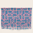 Mid Century Modern Piquet Abstract Multi Pattern in Colorful Pink and Blue Wall Hanging Gallery Image 1