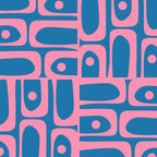 Mid Century Modern Piquet Abstract Multi Pattern in Colorful Pink and Blue Coffee Mug Gallery Image 2