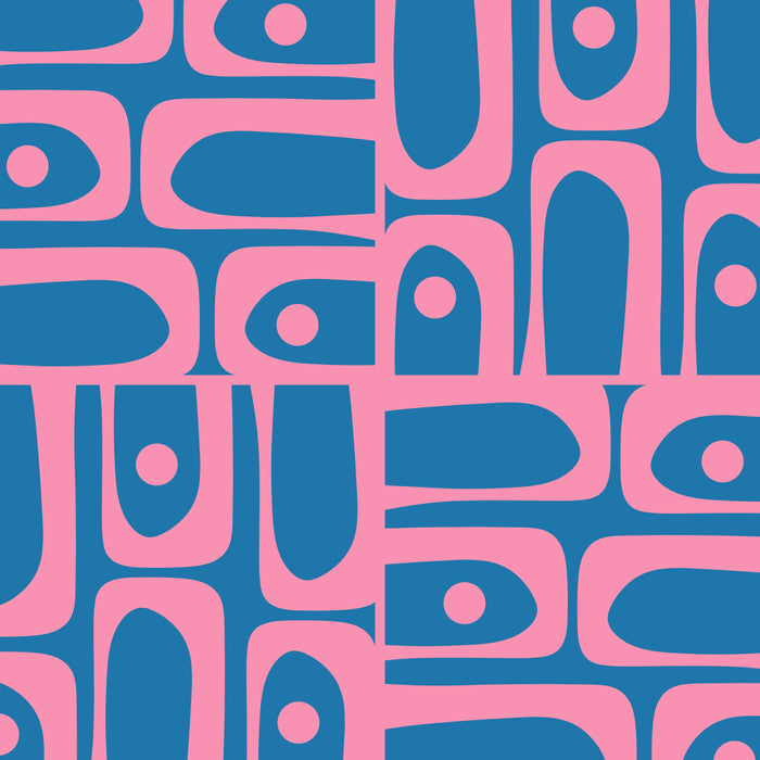 Mid Century Modern Piquet Abstract Multi Pattern in Colorful Pink and Blue Coffee Mug Gallery Image 2