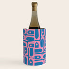 Mid Century Modern Piquet Abstract Multi Pattern in Colorful Pink and Blue Wine Chiller Gallery Image 1
