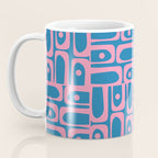 Mid Century Modern Piquet Abstract Multi Pattern in Colorful Pink and Blue Coffee Mug Gallery Image 3
