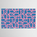 Mid Century Modern Piquet Abstract Multi Pattern in Colorful Pink and Blue Tablecloth Gallery Image 2
