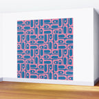 Mid Century Modern Piquet Abstract Multi Pattern in Colorful Pink and Blue Wall Mural Gallery Image 2
