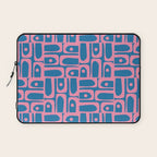 Mid Century Modern Piquet Abstract Multi Pattern in Colorful Pink and Blue Laptop Sleeve Gallery Image 1