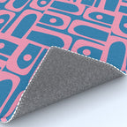Mid Century Modern Piquet Abstract Multi Pattern in Colorful Pink and Blue Rug Gallery Image 4
