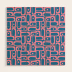 Mid Century Modern Piquet Abstract Multi Pattern in Colorful Pink and Blue Wood Wall Art Gallery Image 1