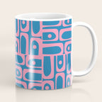 Mid Century Modern Piquet Abstract Multi Pattern in Colorful Pink and Blue Coffee Mug Gallery Image 1