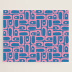 Mid Century Modern Piquet Abstract Multi Pattern in Colorful Pink and Blue Jigsaw Puzzle Gallery Image 1