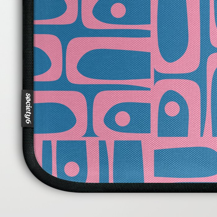 Mid Century Modern Piquet Abstract Multi Pattern in Colorful Pink and Blue Laptop Sleeve Gallery Image 3