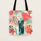 Summer Floral Prints, Abstract, Red and Green, Colourful Prints. Tote Bag Gallery Image 1